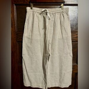 Beach Lunch Lounge Margot Linen Blend Wide Leg Drawstring Capri Pants Sz L